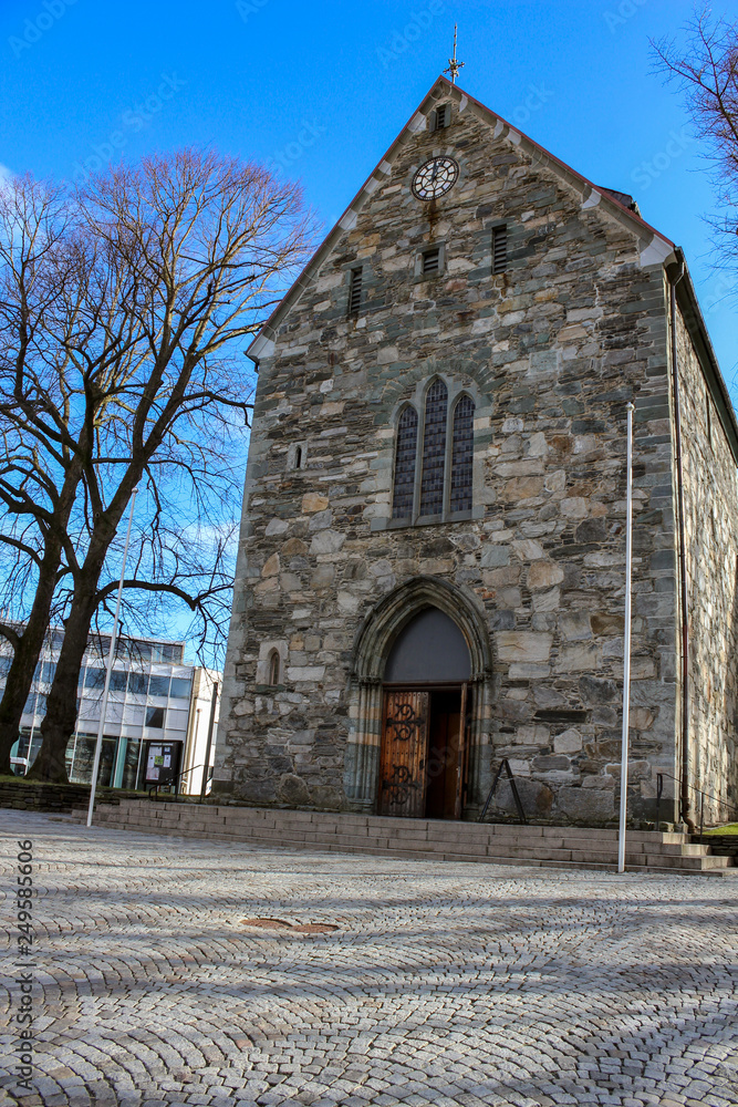 Fototapeta premium Entrance of the Church Stavanger Domkirke, Norway