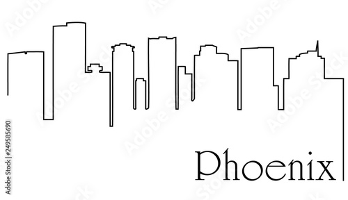 Phoenix city one line drawing abstract background with cityscape