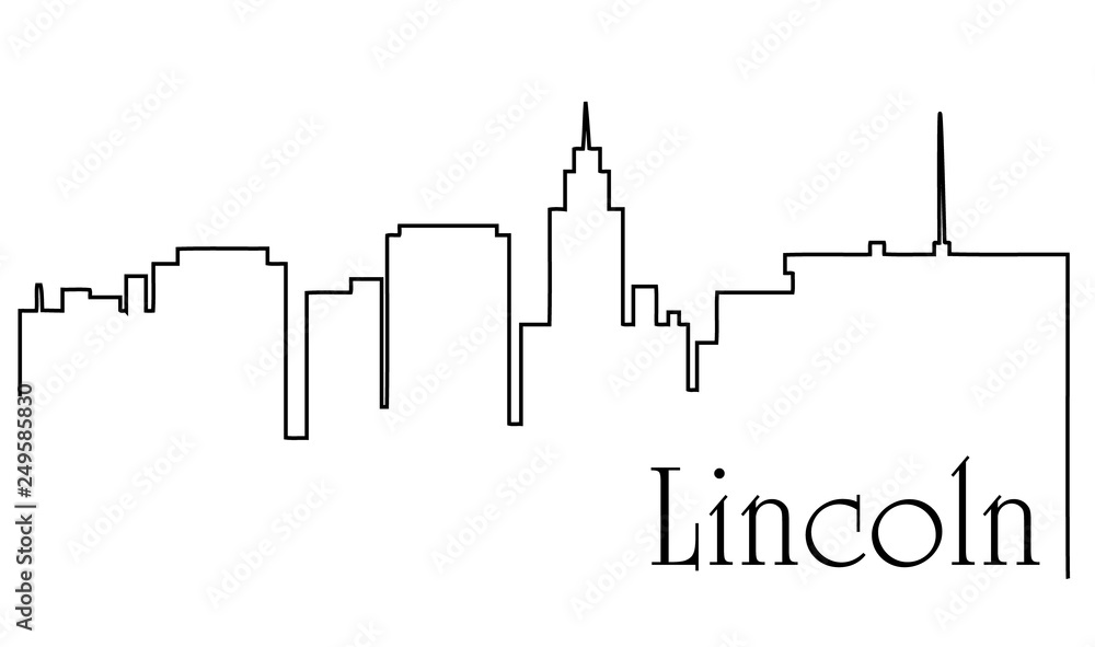 Fototapeta premium Lincoln city one line drawing abstract background with cityscape