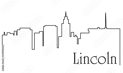 Lincoln city one line drawing abstract background with cityscape