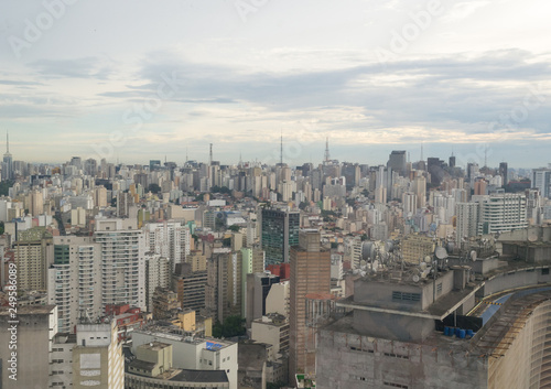 Aerial view of Sao Paulo in Brazil  downtown district seen from the top of one of the highest building of this city
