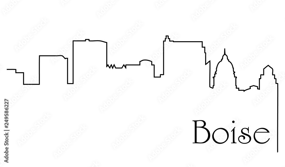 Boise city one line drawing abstract background with cityscape