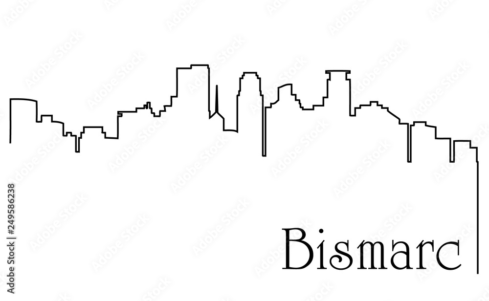 Bismarck city one line drawing abstract background with cityscape
