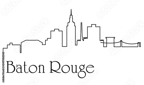 Baton Rouge city one line drawing abstract background with cityscape