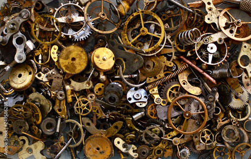 Watch gears and spare parts background