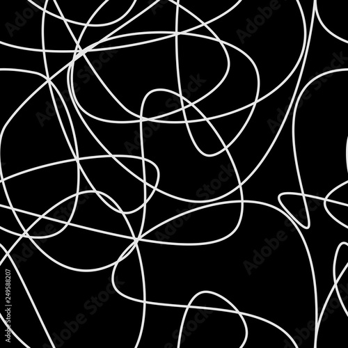 Abstract hand drawn scribble doodle chaos pattern texture isolated on black background