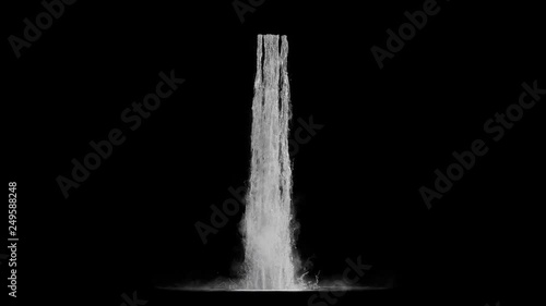 waterfall texture seamless loop, 4k, isolated on black, foam and mist, perfectly looped