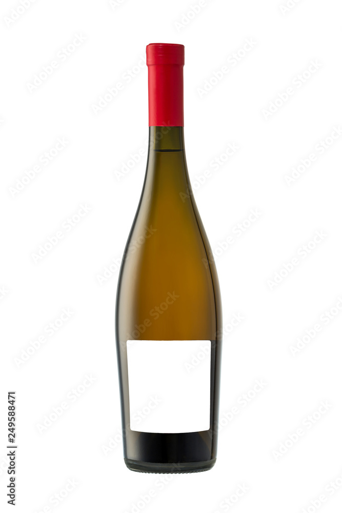 Бутылка вина изолированная на белом фоне, сохраненный обтравочный контур Wine bottle isolated on white background, clipping path saved