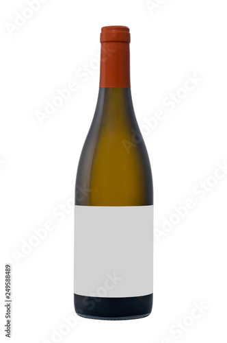 Бутылка вина изолированная на белом фоне, сохраненный обтравочный контур Wine bottle isolated on white background, clipping path saved