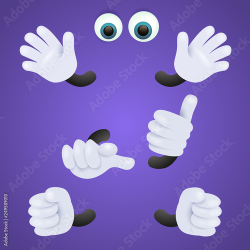 Eyes and gloved hands of personage