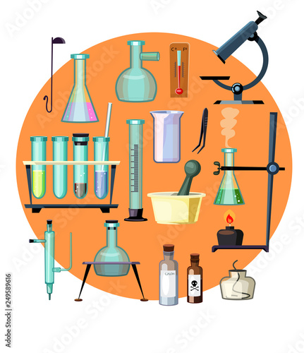 Laboratory equipment set illustration