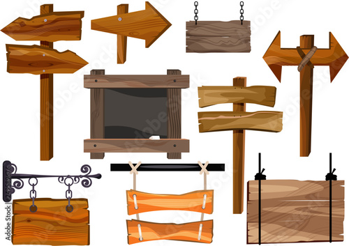 Wooden signs set illustration