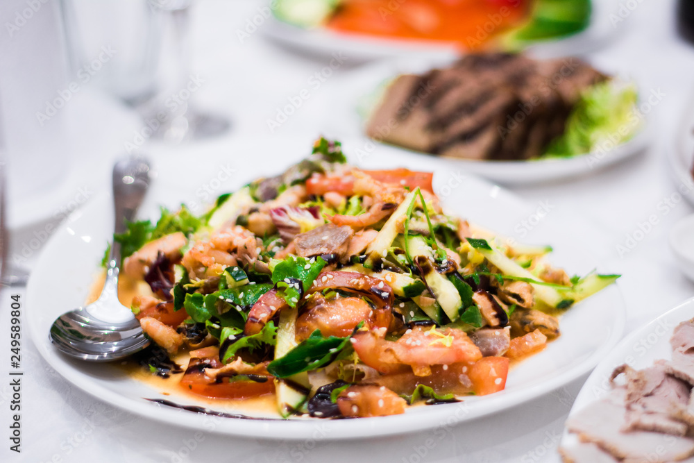 food table dish dish salad vegetables meat food table dish dish salad vegetables meat
