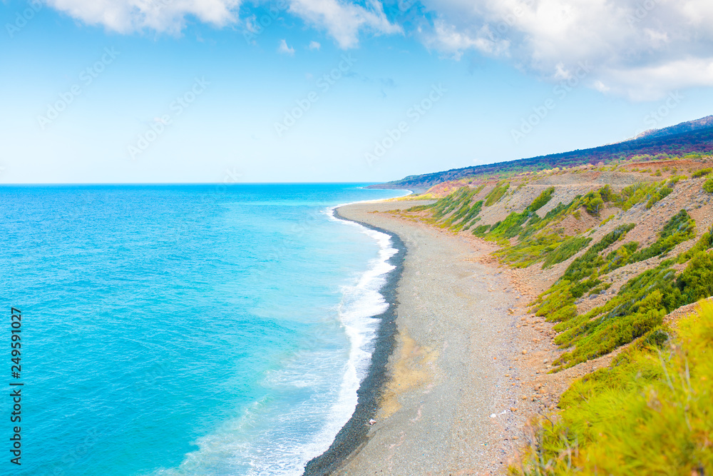 coast of the sea or ocean and beach sand