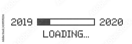 Pixelated progress bar showing loading of 2020