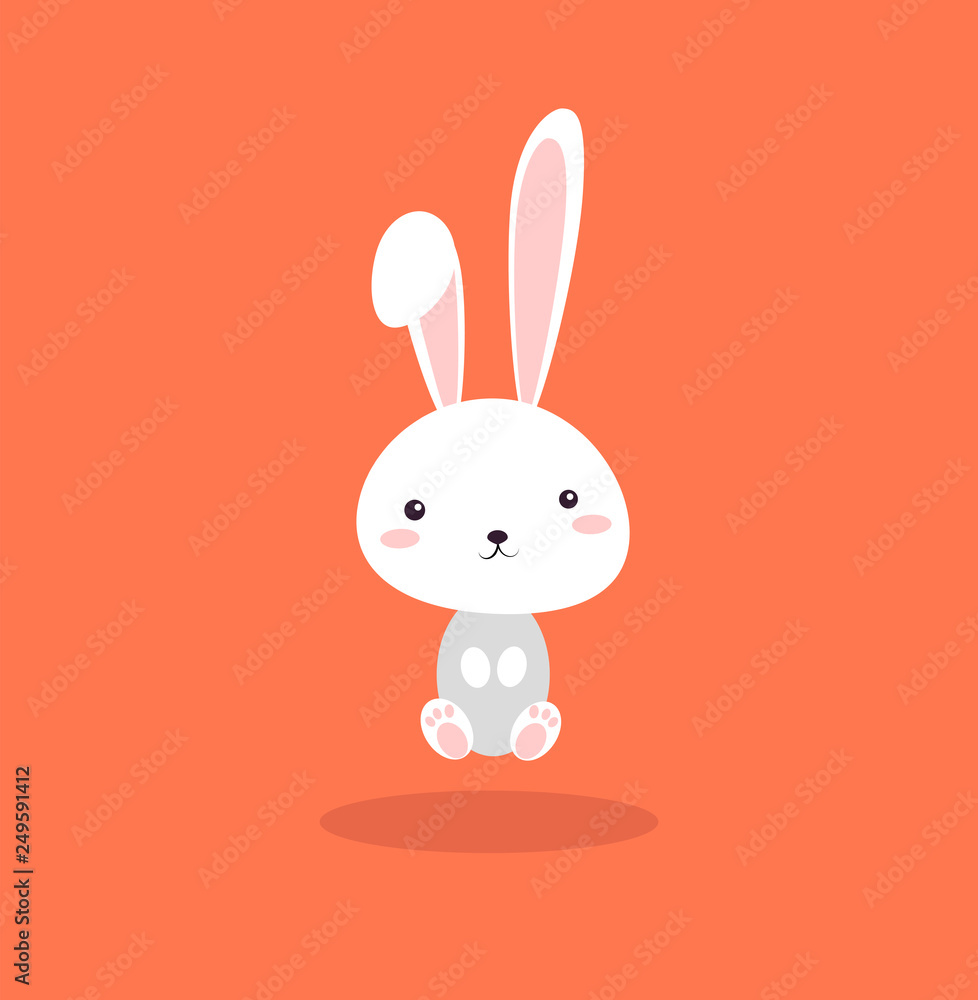 Fototapeta premium Cartoon picture with home pets, domestic animals, jackrabbit, rabbit, bunny in a hole. Vector illustration.