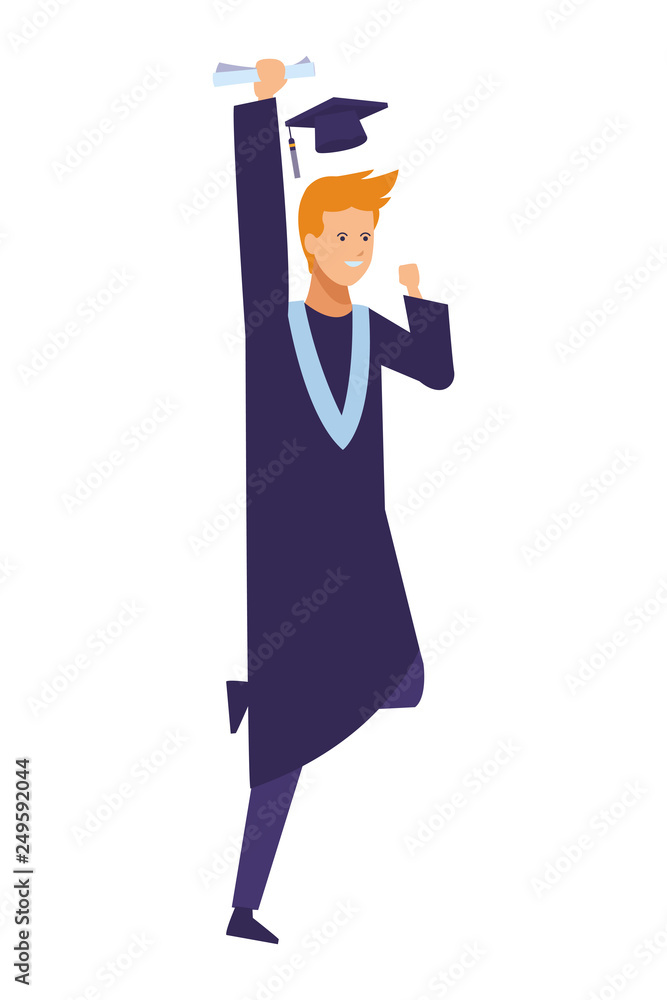 Student with graduation gown and hat Student with graduation gown and hat
