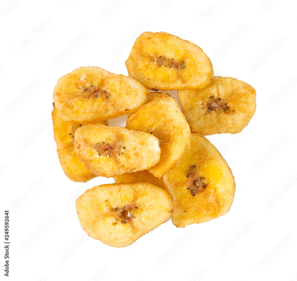 banana chips isolated on white