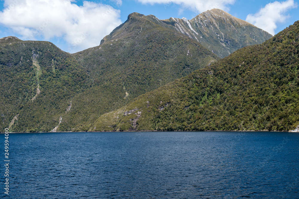 Passage through Doubtful Sound in Fiordland National Park, South Island Passage through Doubtful Sound in Fiordland National Park, South Island