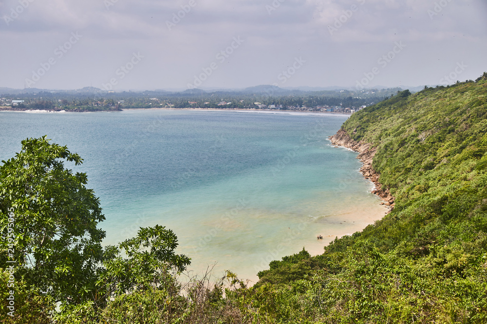 View of Unawatuna Bay. Aerial view of jungle beach. View of Unawatuna Bay. Aerial view of jungle beach.
