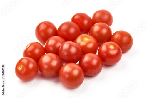 Shiny Cherry tomatoes, close-up, isolated on white background