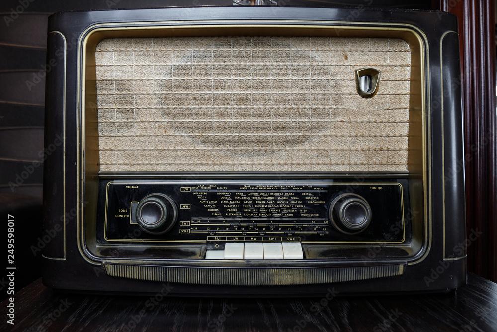Very Old Radio, Music and news from cities all over the world Stock Photo |  Adobe Stock