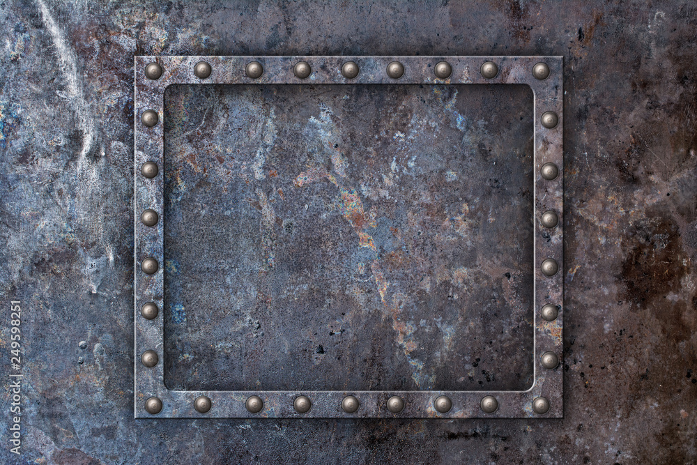 Grunge rusty metal texture background with rivets Stock Photo | Adobe Stock