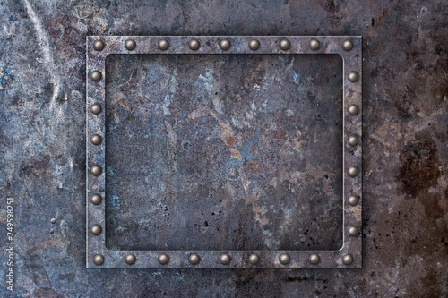 Grunge rusty metal texture background with rivets