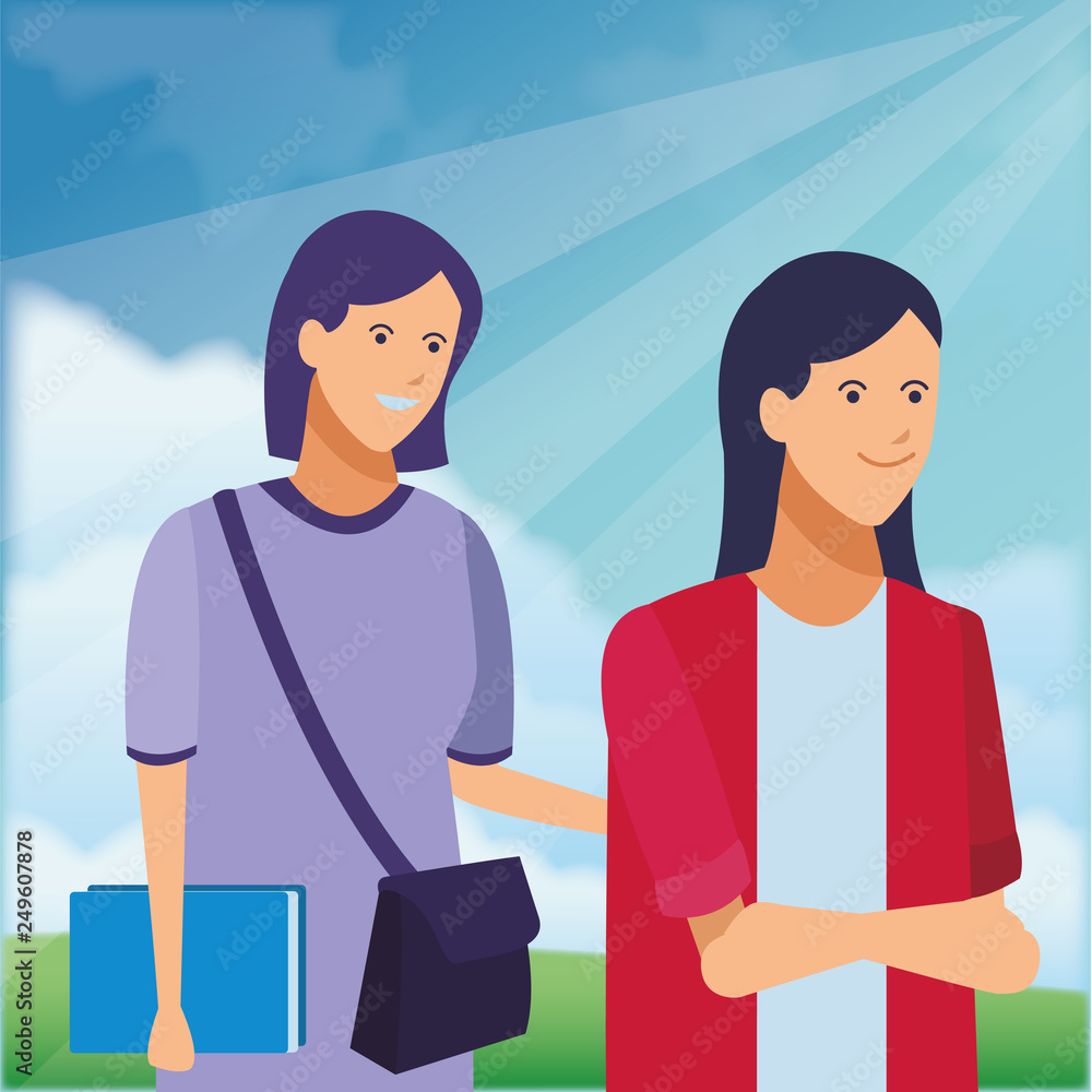 girls student outfit talk outdoors girls student outfit talk outdoors