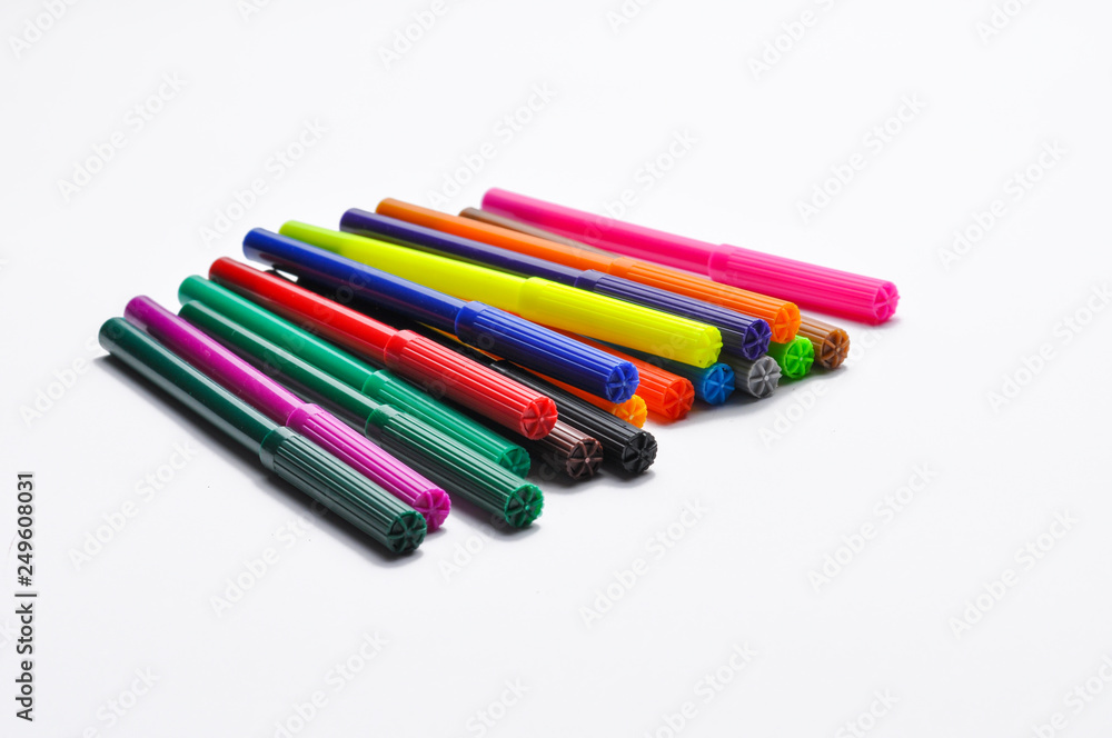 Closeup colorful pencils isolated on white background. Back to school concept Closeup colorful pencils isolated on white background. Back to school concept