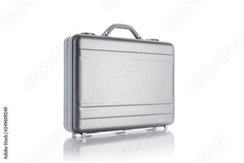Aluminum business metal briefcase isolated on white background