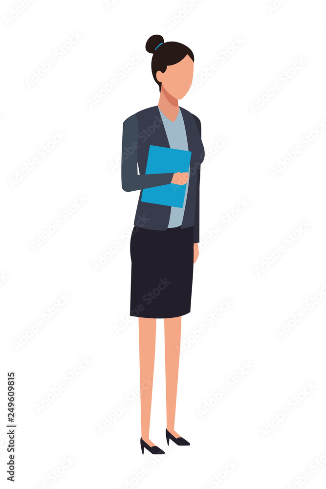 holding papers businesswoman faceless