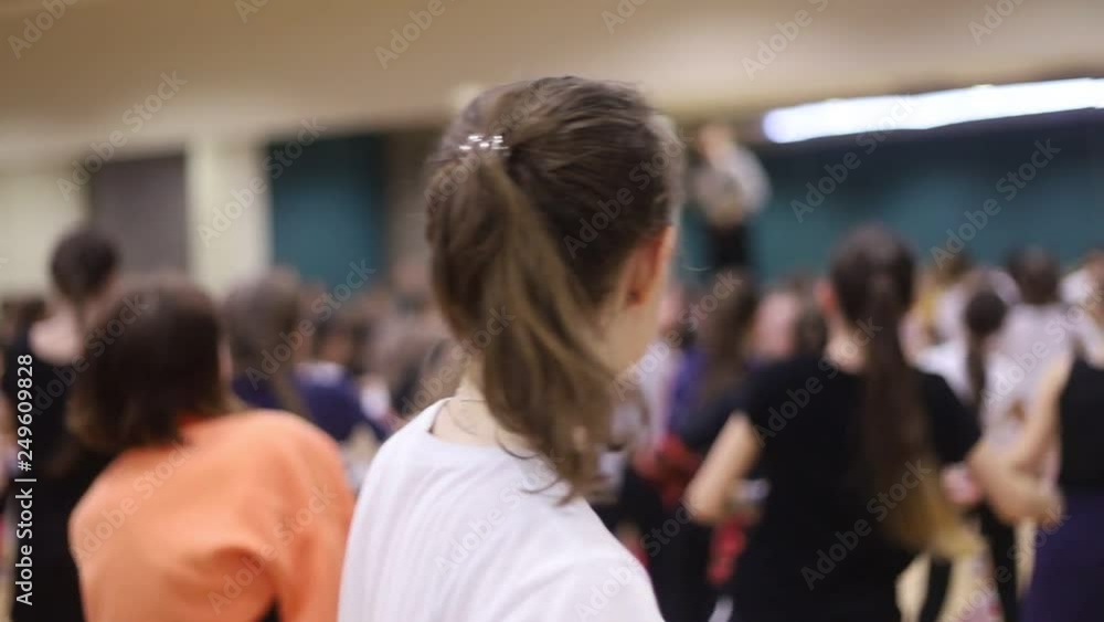 Open dance lesson. The girl is dancing. Open dance lesson. The girl is dancing.