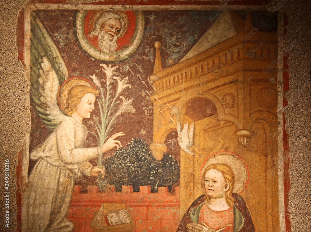 Annunciazione; affresco staccato di Jacopo Loschi, appartamento della Badessa, Parma