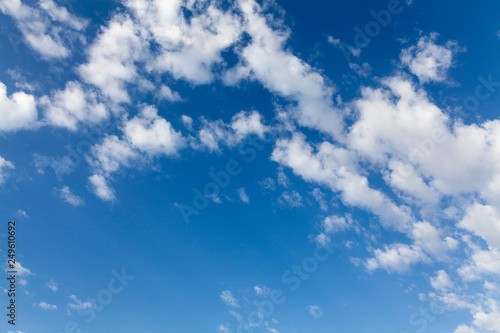 Clean Bright Blue Sky with Fluffy Clouds