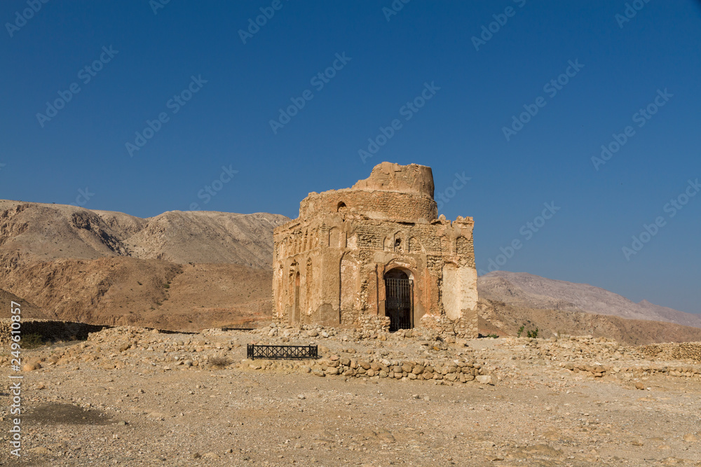 Ruins of the 13th century tomb of Bibi Maryam at Qalhat, near Sur in eastern Oman