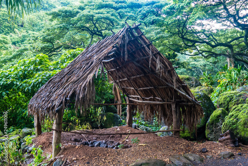 Canvas Print Waimea Valley Hawaiian Huts 8