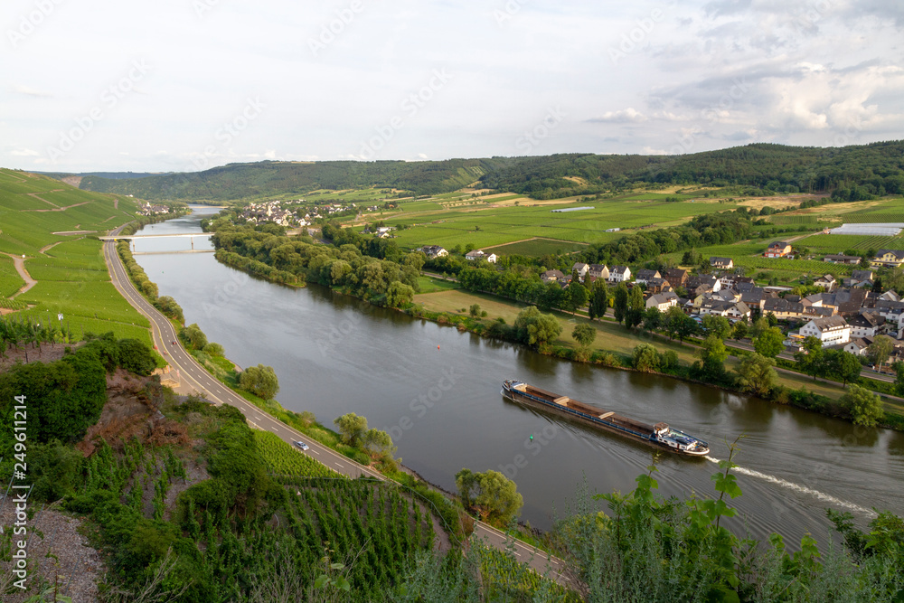 Aerial view of BernKastel-Kues at the river Moselle in Germany