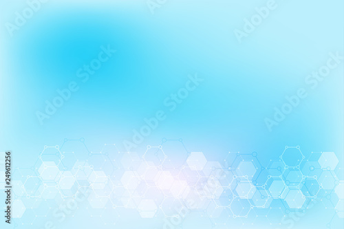 Abstract hexagons pattern for medical or scientific and technological modern design. Abstract texture background with molecular structures and chemical engineering.