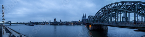 panorama, landscape of Rhine river and city of Cologne, Germany © luckymi