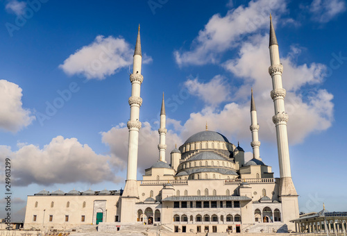 Ankara-Turkey kocatepe mosque lanscape view with blue sky and clouds