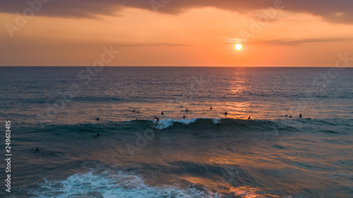 Aerial. Surfers. Hikkaduwa, Sri Lanka.