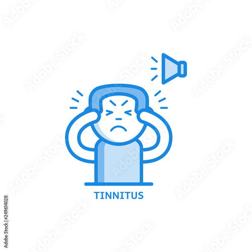 Tinnitus thin icon - symptom of otolaryngology disease isolated on white background.