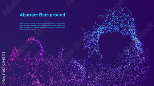 Dynamic abstract liquid flow particles background. Shining abstract particle flow background. Futuristic background with dots combination. Eps10 Vector background.