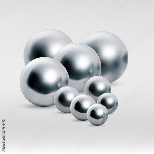 Chrome ball variations isolated on white background.