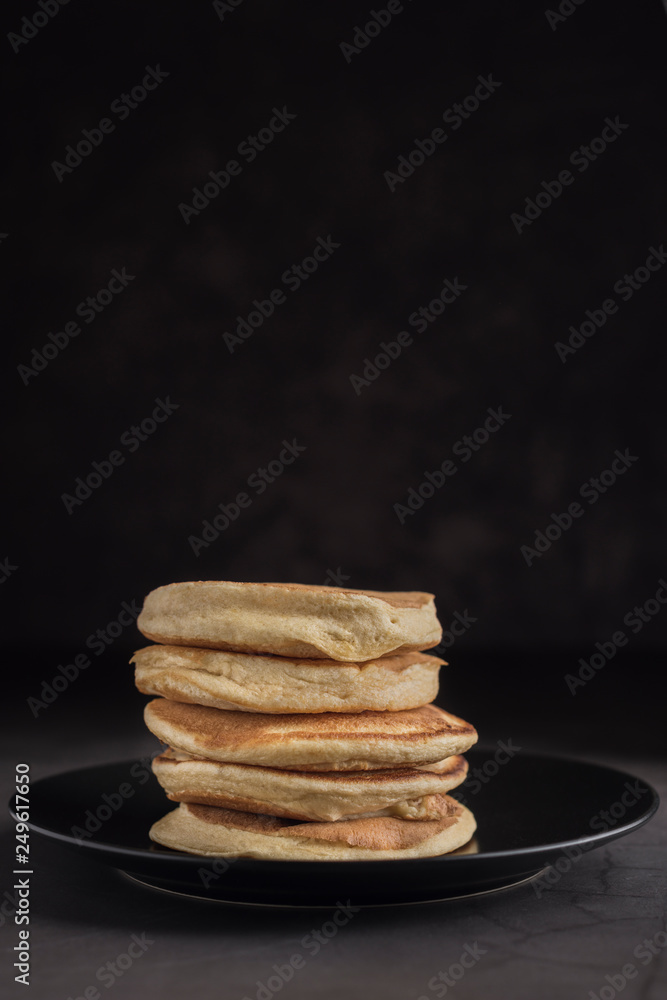 custom made wallpaper toronto digitalStack of delicious homemade pancakes on a black plate. Vertical. Copyspace