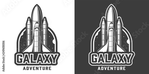 Space adventure monochrome label