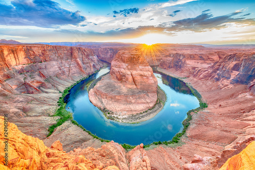 Tablou canvas Scenic and sunset dream horseshoe bend with colorado river near Page, Arizona US