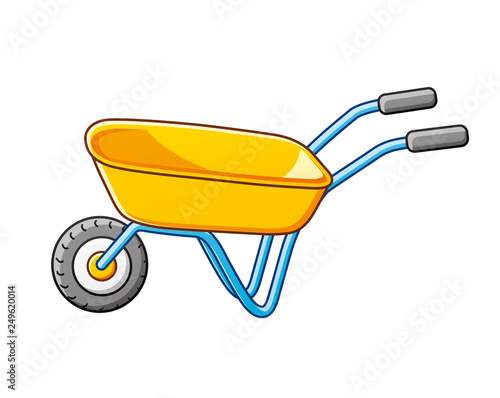 Yellow wheelbarrow isolated