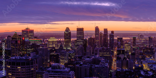 Montreal city during dawn under awsome lights 